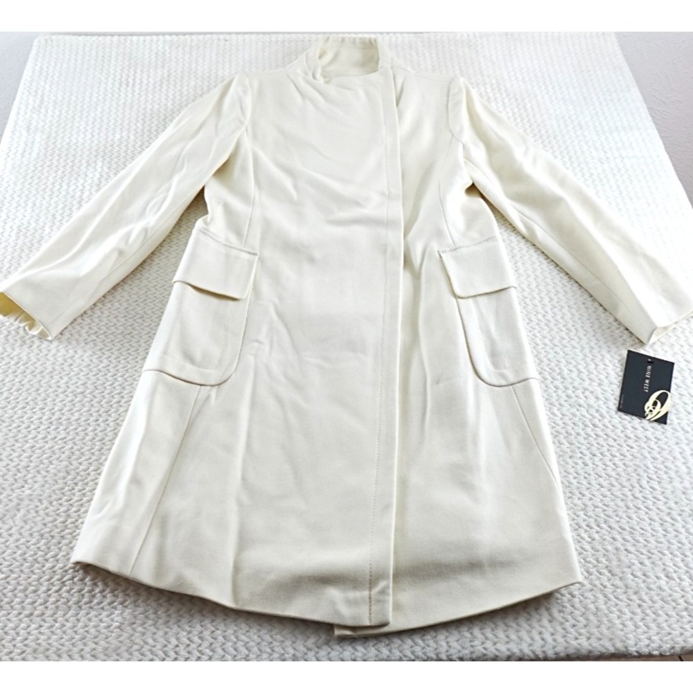 Nine West Women's coat size 14 cream nylon rayon high neck